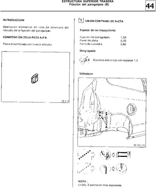 44
ESTRUCTURA SUPERIOR TRASERA
Filación del paragolpes (B)
 