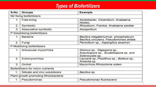 8
Types of Biofertilizers
 