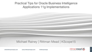 info@rittmanmead.com www.rittmanmead.com @rittmanmead
Introduction
• Michael Rainey

- Principal Consultant

- Oracle Data...