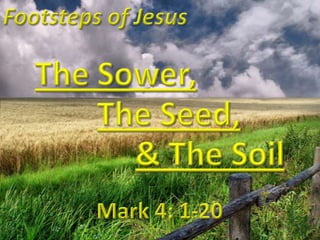 Footsteps of Jesus  The Sower,  The Seed, & The Soil Mark 4: 1-20 