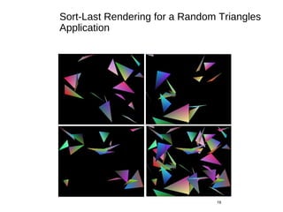Sort-Last Rendering for a Random Triangles
Application
19
 