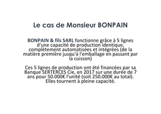 Le cas de Monsieur BONPAIN
BONPAIN & fils SARL fonctionne grâce à 5 lignes
d'une capacité de production identique,
complèt...