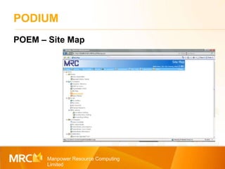 PODIUM Manpower Resource Computing Limited POEM – Site Map 