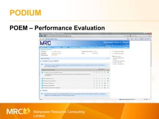PODIUM Manpower Resource Computing Limited POEM – Performance Evaluation 