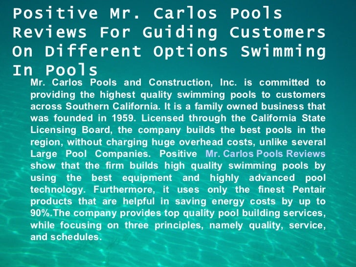 Mr Carlos Pools Inc Reviews
