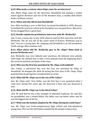 Mr chips notes by saad izhar, SECOND YEAR | PDF