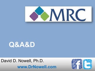 Q&A&D
David D. Nowell, Ph.D.
www.DrNowell.com
 