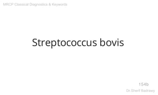 Streptococcus bovis
154b
MRCP Classical Diagnostics & Keywords
Dr.Sherif Badrawy
 