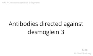 Antibodies directed against
desmoglein 3
332a
MRCP Classical Diagnostics & Keywords
Dr.Sherif Badrawy
 