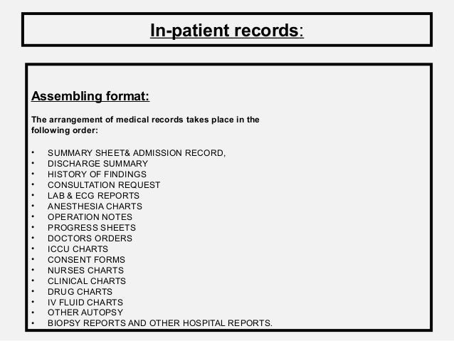 What types of medical forms do doctors keep in patient records?