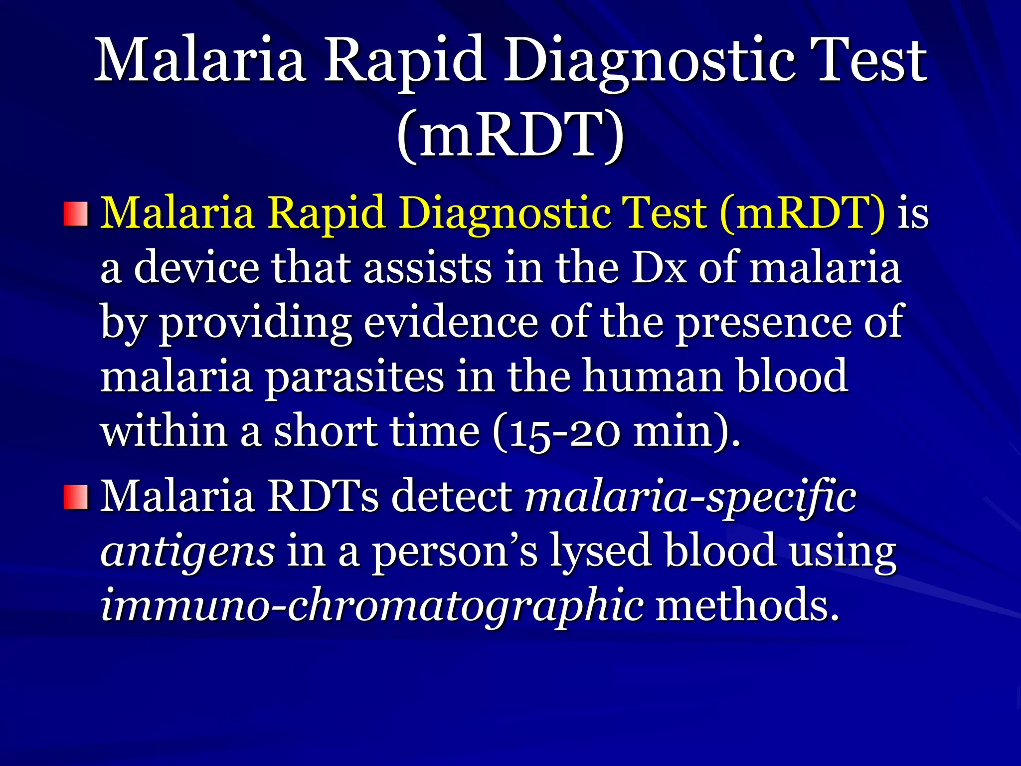 Malaria rapid diagnostic tests by Dr. Basil Tumaini | PPTX