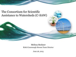 The Consortium for Scientific
Assistance to Watersheds (C-SAW)
Melissa Reckner
Kiski-Conemaugh Stream Team Director
June 2...