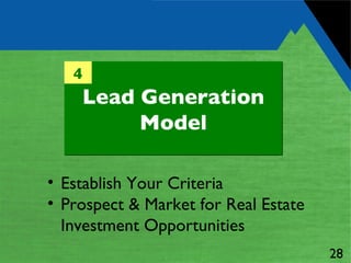 Lead Generation Model 4 Establish Your Criteria Prospect & Market for Real Estate  Investment Opportunities 