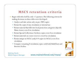 Using date in collaboration: Experiences from the Maine Shared Collections Strategy