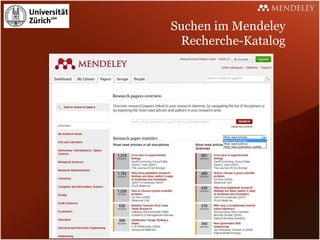 Suchen im Mendeley
 Recherche-Katalog
 