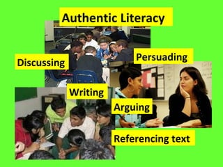 Persuading Arguing Referencing text Discussing Writing Authentic Literacy 