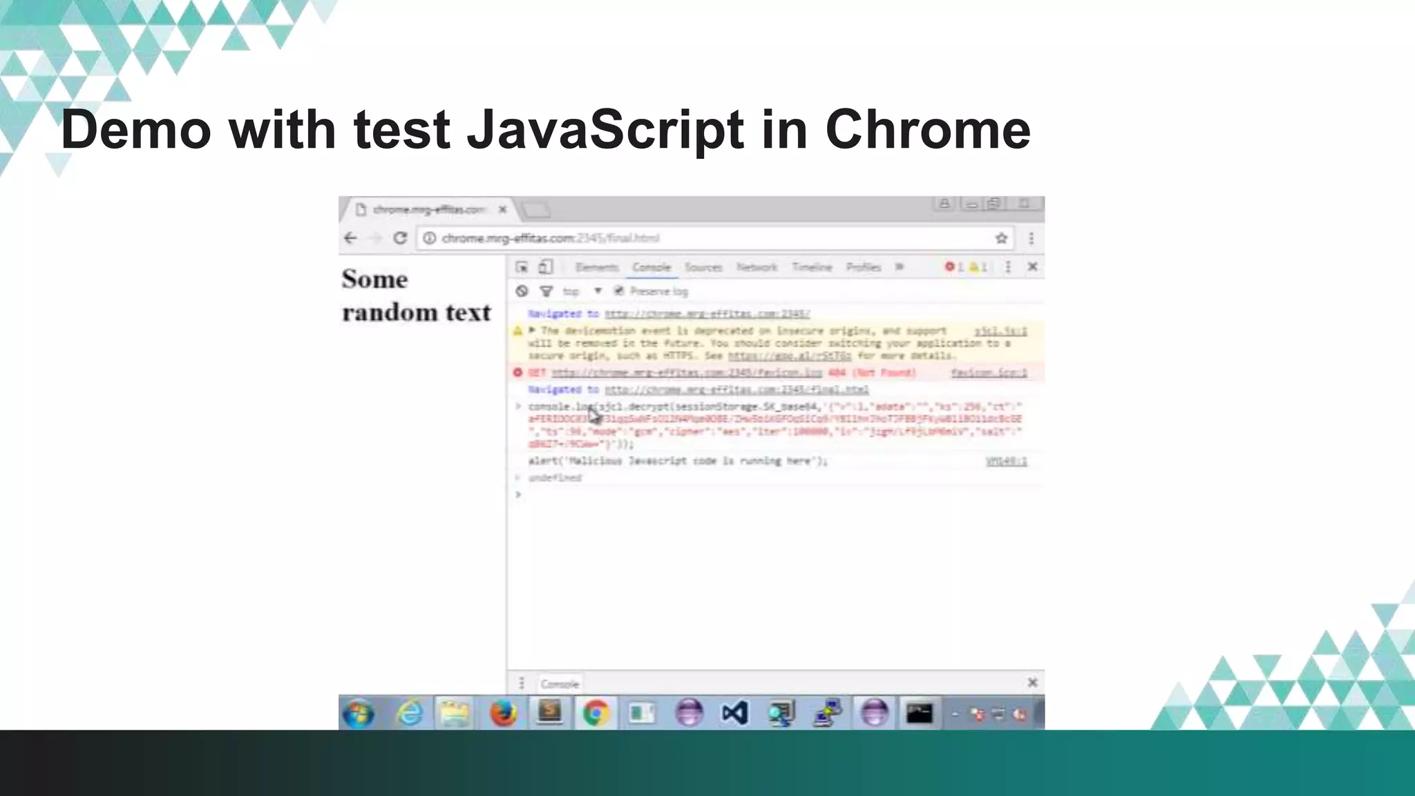 Demo with test JavaScript in Chrome
 