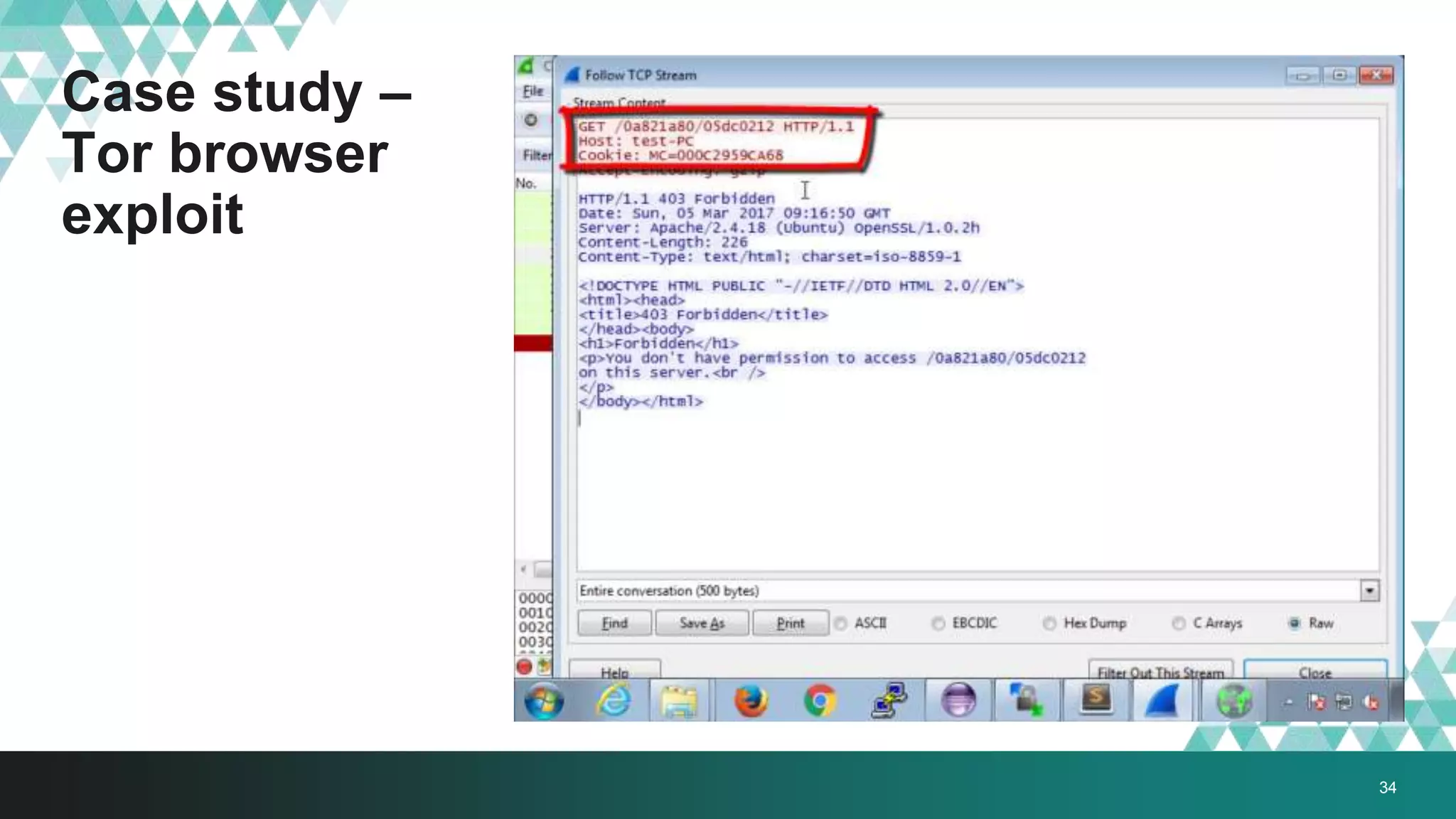 Case study –
Tor browser
exploit
34
 