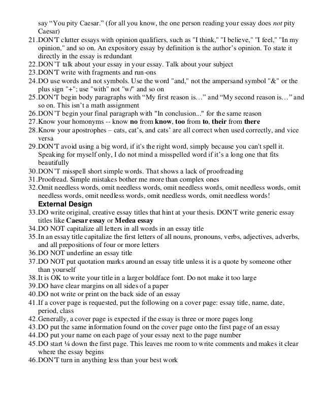 Rules for essay writing