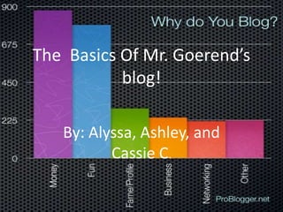 The  Basics Of Mr. Goerend’s blog! By: Alyssa, Ashley, and Cassie C. 