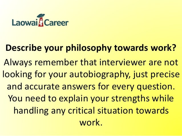 philosophy towards work