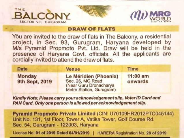 MRG The Balcony Draw Result News updates #MRG #MRGWorld #TheBalcony #DrawResult #Draw #Result #sector93 #Gurgaon #affordablehousing