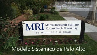 Modelo Sistémico de Palo Alto
Ps. Dania Cabrera Reyes
Magíster en Psicología Clínica, Psicoterapia
Sistémica –Estratégica constructivista
1
 