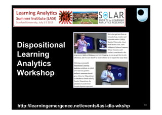 Dispositional
Learning
Analytics
Workshop

http://learningemergence.net/events/lasi-dla-wkshp

15

 