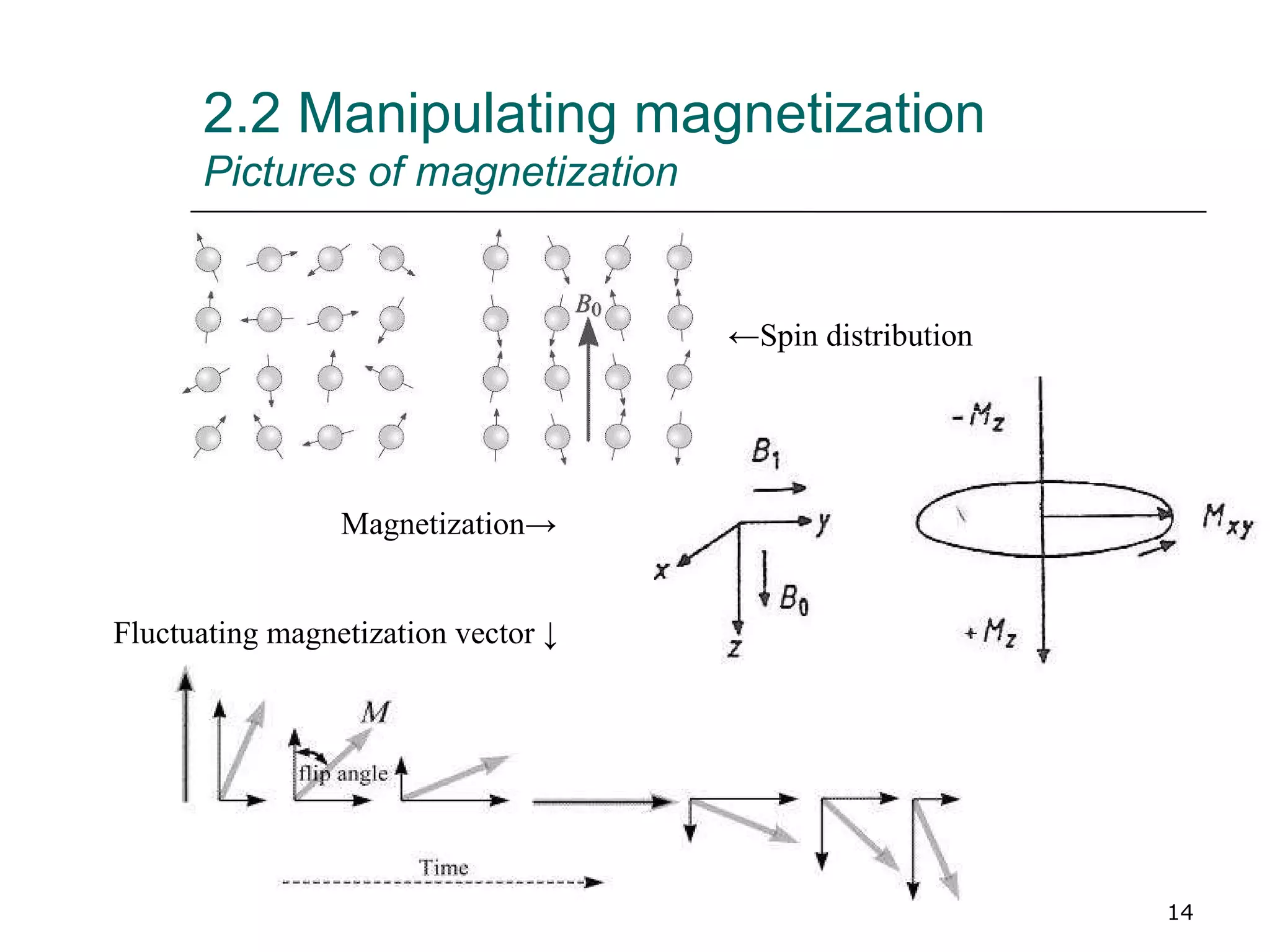 2.2 Manipulating magnetization Pictures of magnetization ← Spin distribution Magnetization-> Fluctuating magnetization vector ↓ 