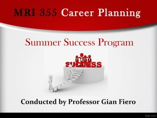 MRI 355 Career Planning
Conducted by Professor Gian Fiero
Summer Success Syllabus
 