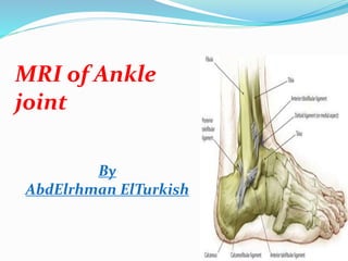 By
AbdElrhman ElTurkish
MRI of Ankle
joint
 