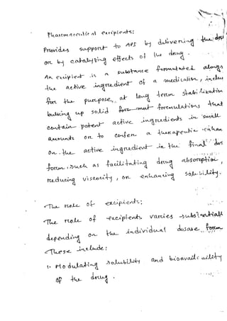 Pharmaceutical excipient and its types