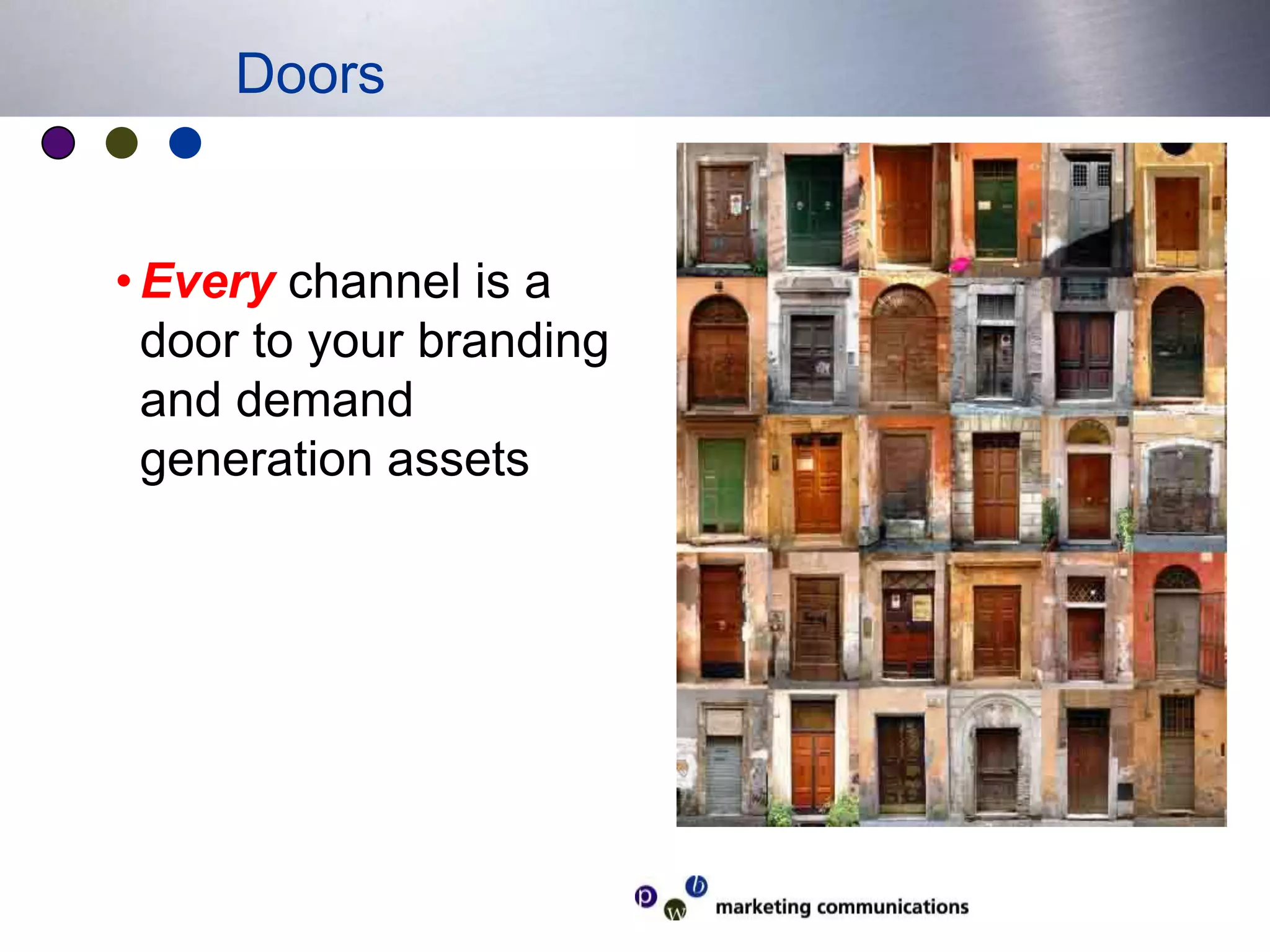 Everychannel is a door to your branding and demand generation assetsDoors