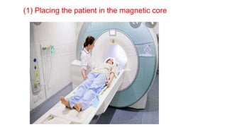 (1) Placing the patient in the magnetic core
 
