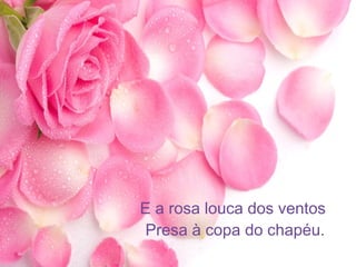 E a rosa louca dos ventos
Presa à copa do chapéu.
 