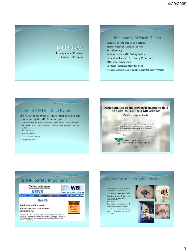 Mri safety practice and principles