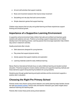 Why Parents Choose the Top Preschools for Early Learning | DOCX