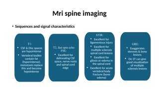 Spine Sign Fast MRI Technique For Spine cervical thoracic and lumbar pptx | PPTX