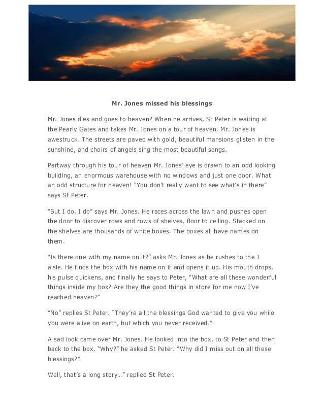 Mr Jones Goes To Heaven