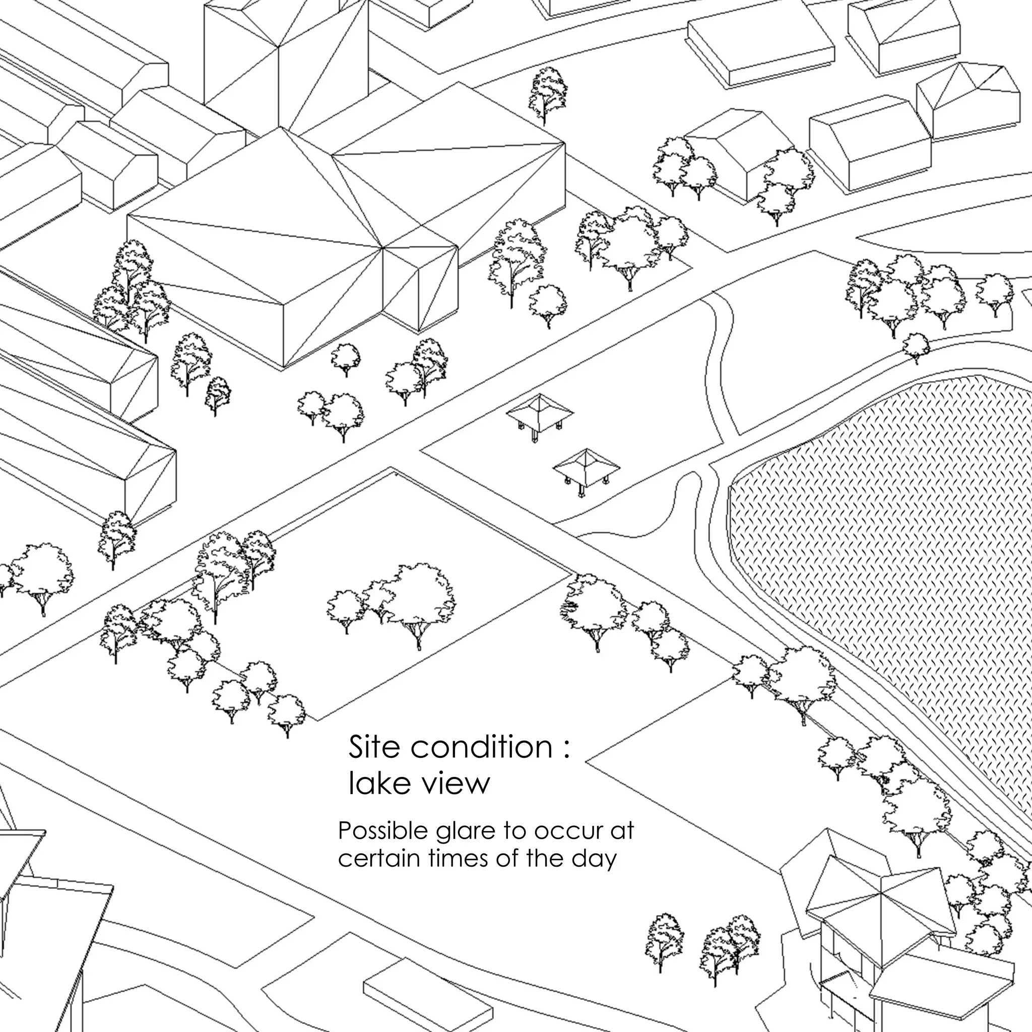 Site condition :
lake view
Possible glare to occur at
certain times of the day
 