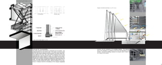 Rendering of gallery. Revit 2008
Section detail of gallery bridge. Revit 2008




                                                                                                                             Diagram: Sustainable technologies. Revit 2008 / Illustrator




                                                            1st Floor Plan                      3rd Floor Plan

                                                                                                                                                                                                        Rendering of street filter area. Revit 2008




                                                Detail: Gallery Bridge support. Revit 2008




                                               Concept for Sustainability:                                                   functions and the modularity of the building massing. The extensive Rendering of studio space. Revit 2008
                                               The design solution for this project is sustainable from its inception. Sun   green roof contributes to retention of heat and cold depending on the
                                               shading animates the main street facade. The outdoor structures toward        weather. Overall the buildings celebrate to everyone what it means to
                                               the river side produce significant electrical power from photo voltaic lam-   be a leader for the future.
                                               inates applied to the sails. Micro wind turbines integrated into the masts
                                               supporting these sails also generate power. The computer server system
                                               selected for this artistic complex is a “black box system” from Sun Tech-
                                               nologies that is a leader in this type of equipment at reducing energy and
                                               waste. Hot water waste collected after cooling the black boxes is re-cir-
                                               culated to provide heating and cooling. Natural ventilation in the archi-
                                               tecture is enhanced with the centralization of the computer equipment

                                                                                                                                                                                                                                                      33
 