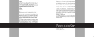 Program:                                                                         within the site and accommodate the possible activities of movement,
This project calls for the design of a room in the city for a client. This       transition and repose for the clients and users of the path.
‘room in the city’ shall be comprised of the following elements: one (or
more) path(s), a series of destinations, and one (or more) architectur-          After selecting the most interesting, varied, and/or place revelatory path,
al interventions related to that path. Collectively, the ‘room in the city’      develop three diagrams which show the physical condition of the path,
should seek to reveal, mediate, ameliorate or meditate upon the reality          the prospect of the path and the thresholds in the path.
of the site. Establish an architectural intervention which serves to reveal
the qualities and conditions which are embodied in the site.                     2 (or more) DESTINATIONS – identify the existing centers, beginnings,
                                                                                 terminuses, thresholds, and prospects/overlooks in the site.
CLIENT:
The Nomad                                                                        1 (or more) ‘ROOM’ INTERVENTION – Establish an architectural inter-
The Survey                                                                       vention which serves to reveal the qualities and conditions which are
 or The Lunatic                                                                  embodied in the site. Considering the client, the Nomad or Surveyor or
                                                                                 Lunatic, the purpose of the architectural intervention is to provide a place
SITE:                                                                            for this client to pause along the path devised. Carefully considering the
The site is the area of 6th street to the east; Lincoln Avenue to the north;     analysis of the path, select a place of overlook, of threshold, of transition
Kinnickinnic Avenue to the west; and Lapham Avenue to the south.                 and or of refuge for this person which lies along the path to situate the
                                                                                 architectural intervention.
The intervention itself is limited in scale: it is a space that provides shel-
ter for one or perhaps two people, extending no more than 8’ x 12’ x 14’         MATERIALS OF CONSTRUCTION:
(this volume may be oriented to suit the intervention; it may be smaller         The materials of construction for the intervention are based upon the
in volume, but no larger). The intervention may be elevated above the            Semperian kit of parts: the earthwork, the linear structure and the skin.
ground on a simple scaffold or plinth, recessed into the earth, set into,        The specific materials will derived from an inventory of materials encoun-
suspended or hung from an existing building or structure or earthwork.           tered along the path.

PROGRAM:
1 (or more) PATH – length: indeterminate; must primarily be a walking
path. Each path should connect at least two of the destinations in the
site. This path may be revelatory, contemplative, expansive, restric-
tive or contrast the specific features of the site. The path shall engage
or establish thresholds, boundaries, and seams, as well as destinations




                                                                                 Room in the City
                                                                                 Professor Celia Lui
                                                                                 Arch 201, Spring 2005
                                                                                 Individual project from group analysis




                                                                                                                                                                 11
 