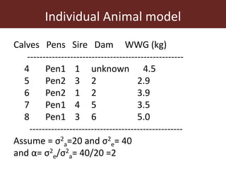 Improving accuracy by using information from relatives—The animal model