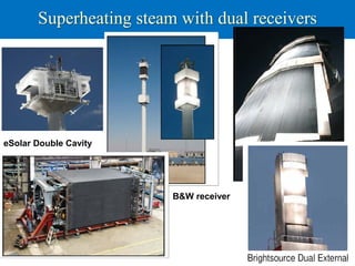 Slide 24
Superheating steam with dual receivers
eSolar Double Cavity
B&W receiver
 