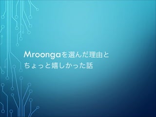 Mroongaを選んだ理由と 
ちょっと嬉しかった話
 