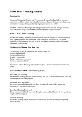 TracTeck MRO Tools Tracking Solution: Enhancing Maintenance Efficiency ...