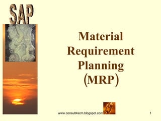 Material Requirement Planning (MRP) S A P 