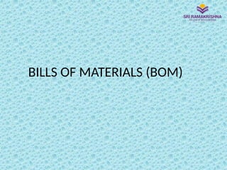 BILLS OF MATERIALS (BOM)
 