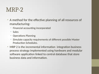 Mrp 2 Module Comprehensive Overview of Manufacturing Resource Planning (MRP-2 ...