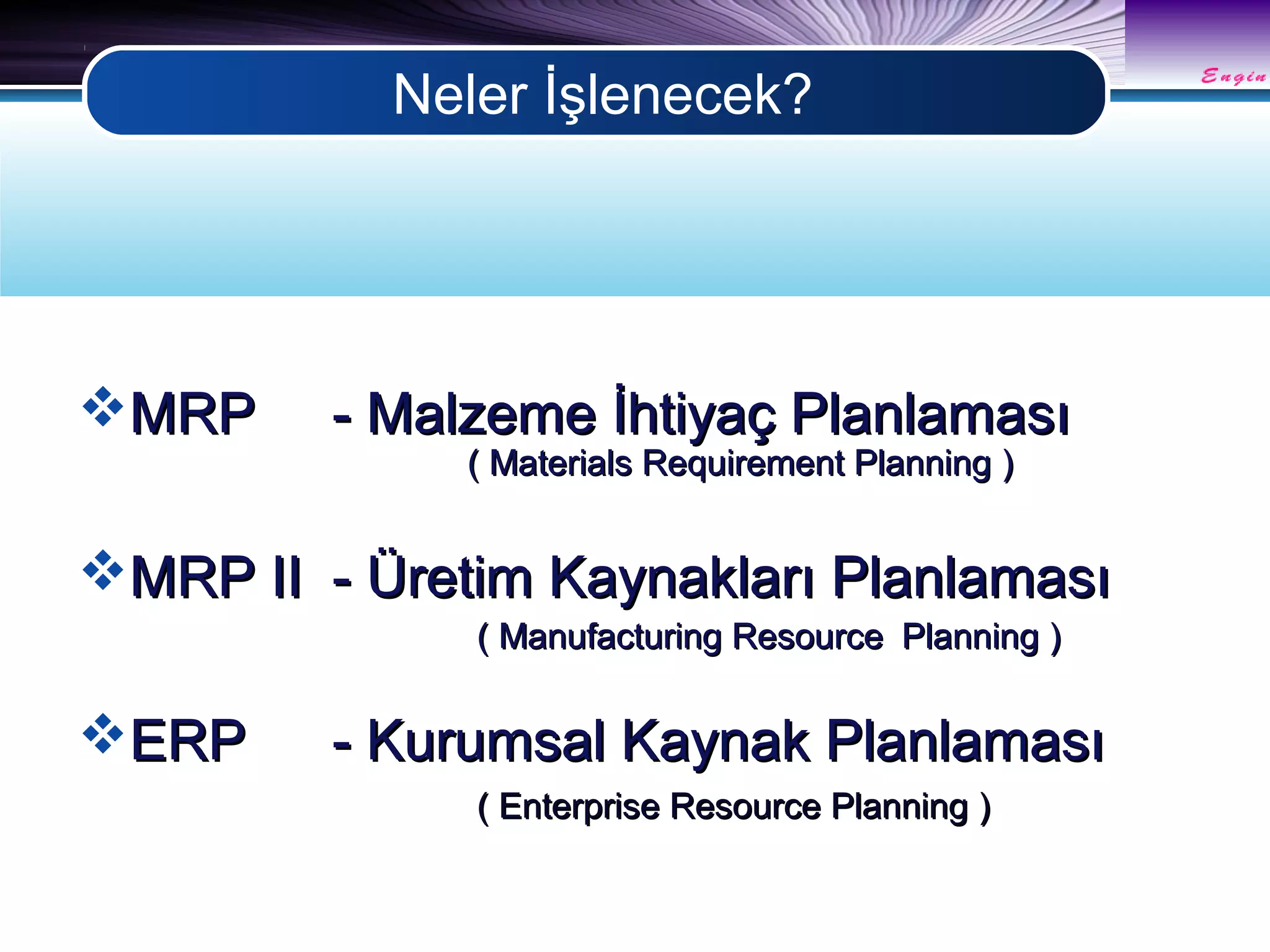 MRP MRPII ERP | PPT